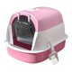 thumbnail image 3 of Caja de arena para gatos con capucha, bandeja de arena para gatos con capucha, inodoro para gatos completamente cerrado, orinal portátil y desmontable rosa, 3 of 10