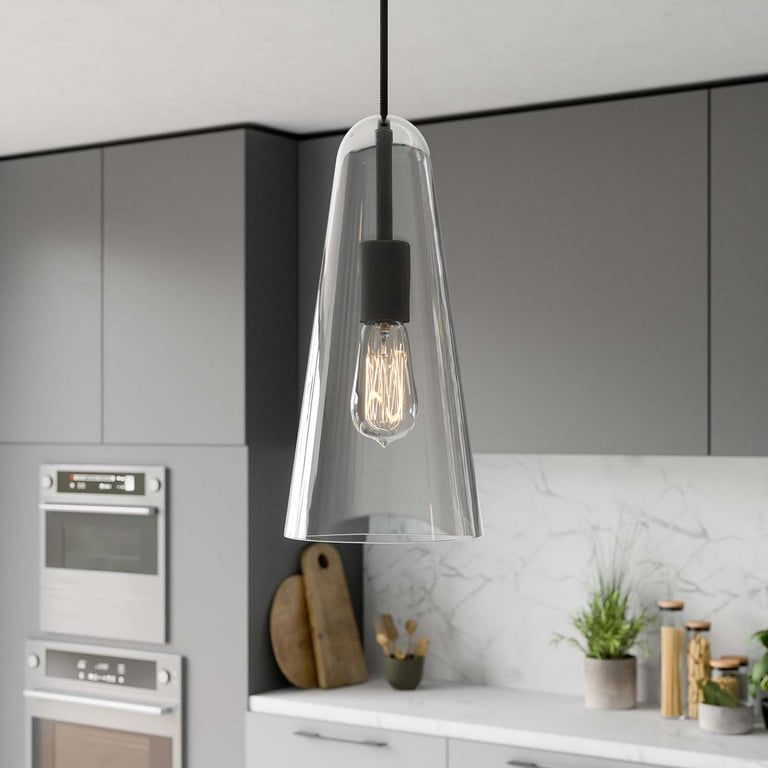 Modway Beacon 1 Light Pendant Light in Clear Black