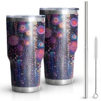 30oz Pioneer Flower Tumblers Stainless Steel Tumbler with Lid and Straw,Vacuum Insulated Double Wall Travel Tumbler Cups Mug with Cleaning Brush for Coffee,Tea