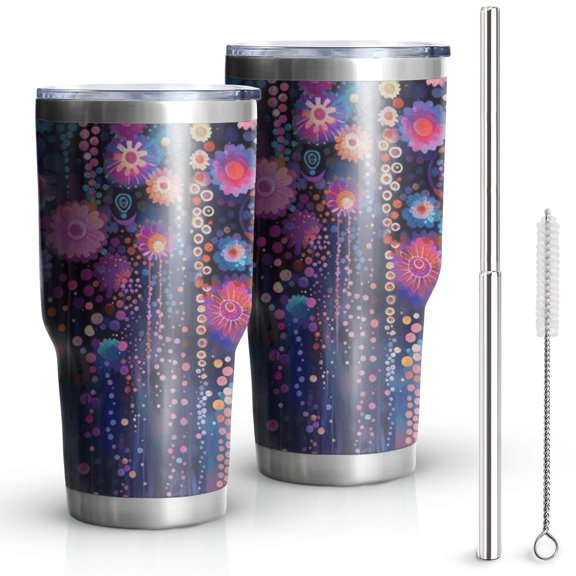 30oz Pioneer Flower Tumblers Stainless Steel Tumbler with Lid and Straw,Vacuum Insulated Double Wall Travel Tumbler Cups Mug with Cleaning Brush for Coffee,Tea