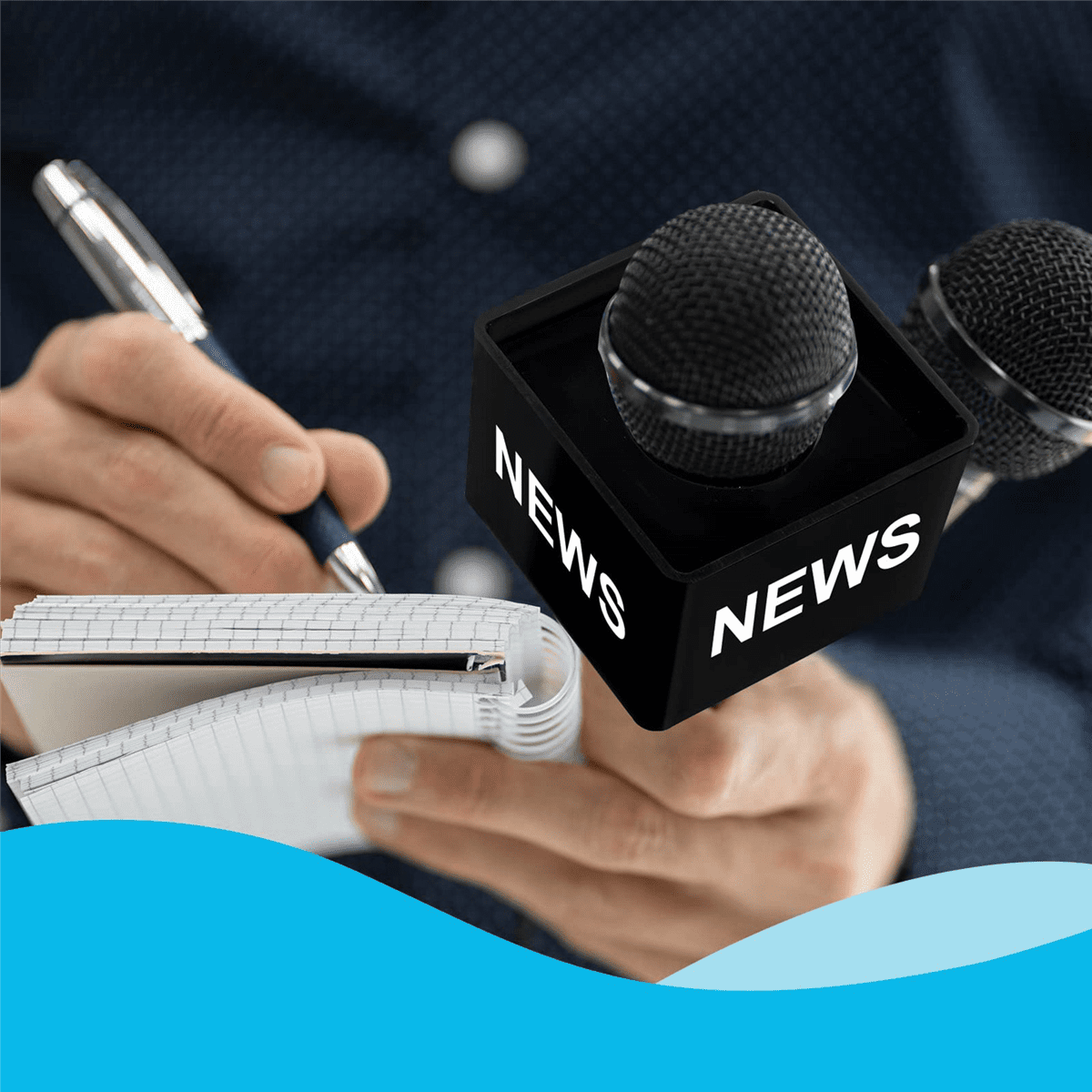 10Pcs Microphone MarkFlag Mic Station-Cube Square Interview Box Stand Flags Shaped Holder Reporter Injection,Black,10 * Microphone Marker,Black