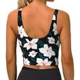 thumbnail image 3 of Haiem Lilies Flowers Pattern Womens Sports Bra - U Neck Padded Low Impact Yoga Bra Workout Crop Top Gym Moisture-Wicking Workout Vest -XX-Large, 3 of 9