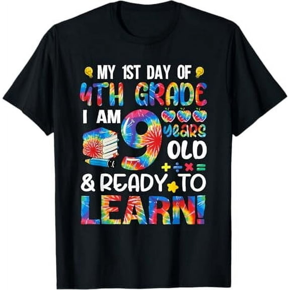 1st Day Of 4th Grade I'm 9 Years Old Tie Dye Back To School T-Shirt