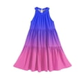 thumbnail image 5 of Abcomgle Summer Dress for Girls 7-8 Casual Halter Neck Sleeveless Midi Dress Gradient A-line Sundresses Summer Swing Dresses 3-4 Years,Purple Pink, 5 of 7
