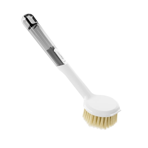 Yhmxh Cepillo para ollas, cepillo para ollas colgante, cepillo multifuncional de mango largo para limpieza de cocina, cepillo antiadherente para sartenes, cepillo para ollas, platos y cuencos.