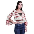 thumbnail image 3 of Moomaya Printed Womens Crop Top Wrap Style Top Wear Ruffle Long Sleeve Casual Summer Blouse, 3 of 6