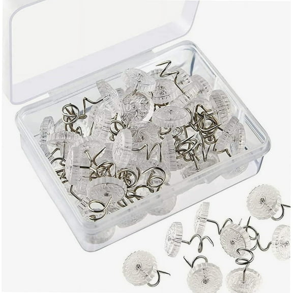 100 Pieces Clear Heads Twist Pins,Clear Heads Upholstery Pins,Upholstery Tacks Headliner Pins,Bed Skirt Pins for Holds Slipcovers and Bedskirts (100)