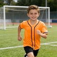 thumbnail image 7 of Kids Baseball Jersey Button Down Hip Hop Personalized Sport T Shirts Tops for Boys Girls 3-14 Years Orange, 7 of 7