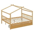 thumbnail image 6 of Harper & Bright Designs Full Size Wooden House Bed with 2 Storage Drawers, Wood Montessori Daybed Frame with Roof, Natural, 6 of 17