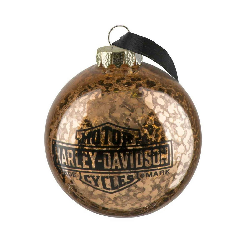 HarleyDavidson Copper Ball Glass Ornament, Distressed Finish 3" HDX