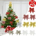 thumbnail image 2 of 10 Pack Glitter Christmas Wreaths Bows Xmas Tree Decoration Bows Cloth Christmas Crafts Bows for Christmas Indoor and Outdoor Ornaments, 15 x 12 cm, 2 of 9