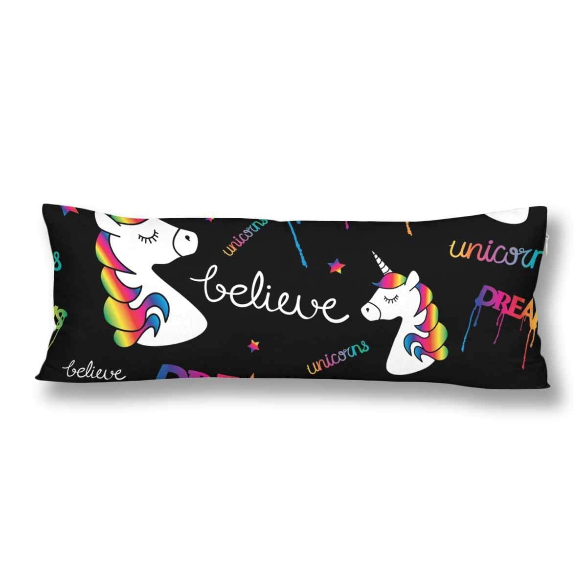 ABPHOTO Dream Magical Unicorns Rainbow Body Pillow Covers Pillowcase