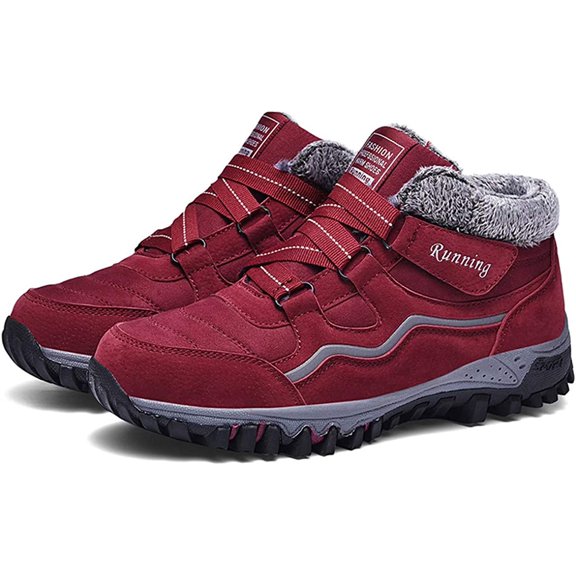 Womens Winter Snow Boots Warm Fur Lined Anti-Slip Ankle Booties Outdoor Walking Shoes Non-Slip Trekking Shoes