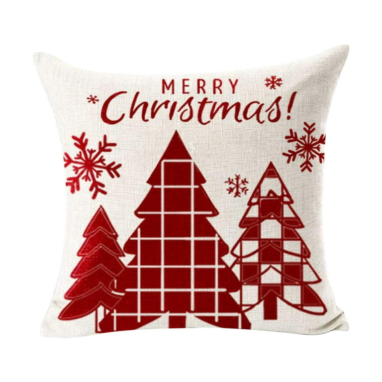 sequin christmas pillow, vintage christmas tree wreath presents red truck  family reversible red sequin pillow pillowcase