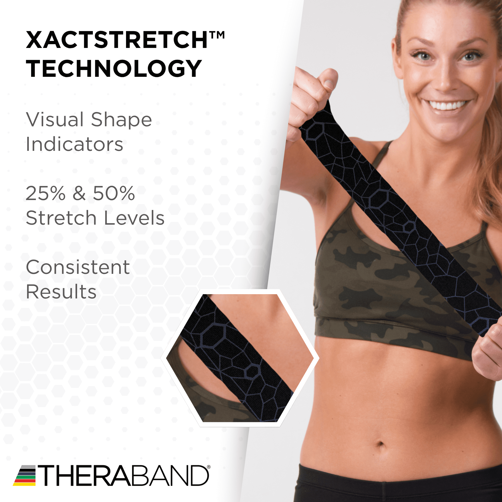 THERABAND Kinesiology Tape, Black/Black, 2'' X 16.4' Roll, 6 Pack with XactStretch Indicators, Long-Lasting Athletic Tape for Shoulder & Knee, Latex-Free Sports Tape, Water Resistant, Cut-to-Length