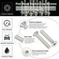 thumbnail image 3 of Uxcell 1/4-20 x 1-5/8" Flat Countersunk Head Socket Cap Countersunk Bolt Machine Screws 304 Stainless Steel 18-8, 10 Pcs, 3 of 7