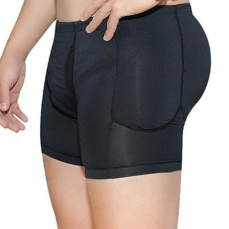 Osdhezcn Mens Padded Boxer Underwear Shapewear Butt Lifter Hip Enhancer Body Shaper Panty Briefs Mid-Rise Stretchy Fake Buttock Panties