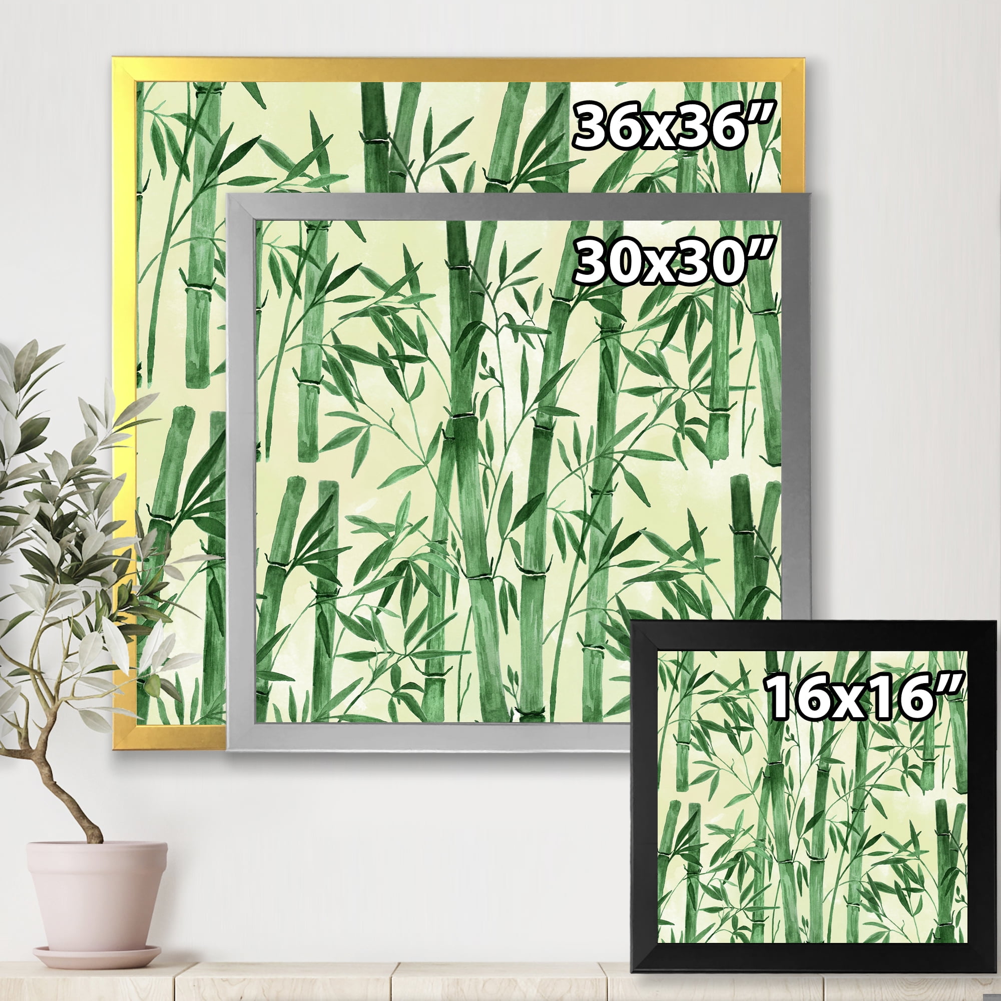 Designart 'The Forest of Bamboo Branches I' Tropical Framed Art Print