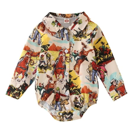 

Rovga Baby Girl Bodysuits Long Sleeve Cartoon Prints Romper Bodysuits Jumpsuit Clothes