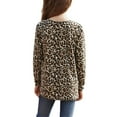 thumbnail image 2 of SYNPOS 4-13Y Child Girls Long Sleeve Scoop Neck Front Twist Leopard Tunic Tops, 2 of 8