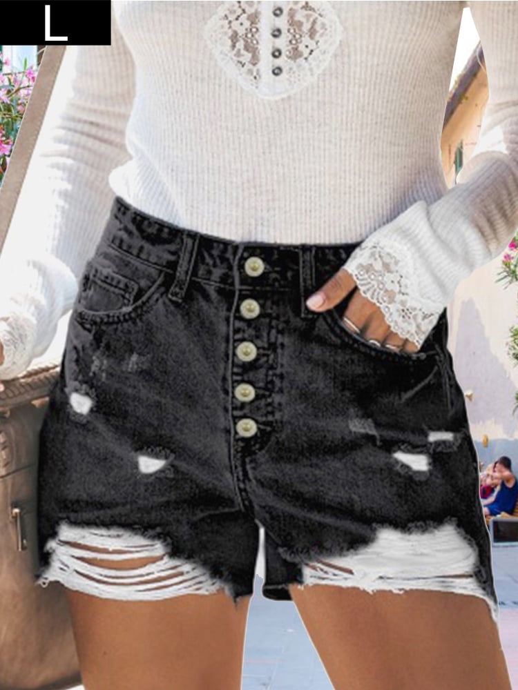 super ripped denim shorts