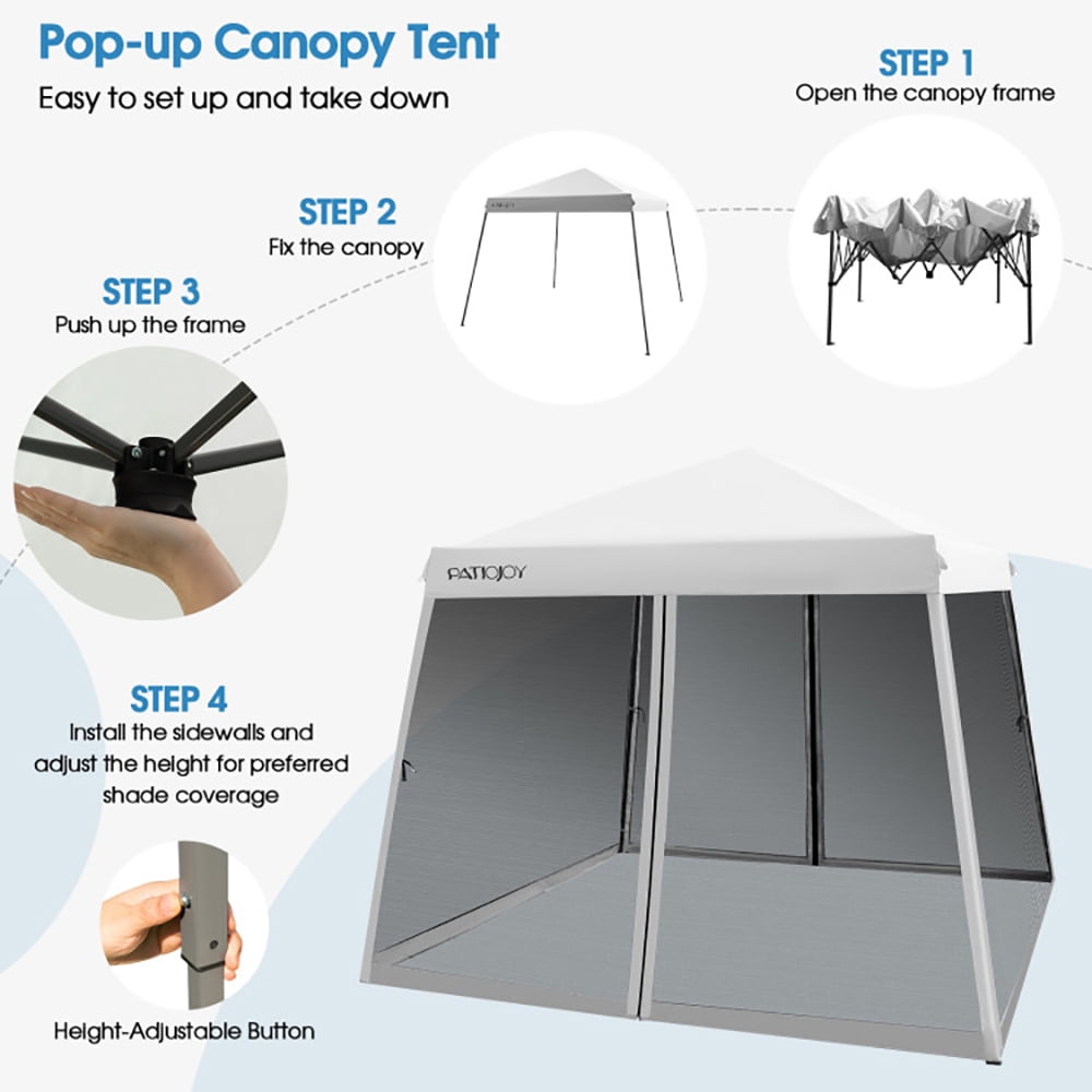 Aimee Lii 10 x 10 Feet Pop Up Canopy with with Mesh Sidewalls and Roller Bag, Backyard Canopy Gazebo for Party Camping BBQ Events, White Aimee Lii 10 x 10 Feet Pop Up Canopy with with Mesh Sidewalls and Roller Bag, Backyard Canopy Gazebo for Party Camping BBQ Events, White