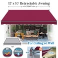 thumbnail image 2 of SUNRISEUMBRELLA Outdoor Patio Awning Retractable Awning Sun Shade Manual Patio Deck Awning (12'x10',Burgundy), 2 of 6