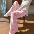 thumbnail image 6 of Kaemgyyd Women's Striped Pajama Pants Lounge Wide Leg High Waist Pj Bottoms with Pockets Drawstring Comfy Sleepwear, 6 of 7