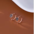thumbnail image 4 of Solid 925 Sterling Silver Daisy Flower Hoop Earrings Huggie for Women Teens Black Flower Hoop Earrings Spring Cartilage Helix Earrings, 4 of 11