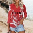thumbnail image 2 of Kddylitq I'm Fine Shirts for Women Help Bloody Shirt 3/4 Sleeve V Neck Splatter Halloween Shirt Horror Spooky Halloween Sweatshirts 2024 Problem Solved Shirts Vermilion 3XL, 2 of 5
