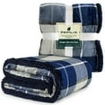 thumbnail image 2 of PAVILIA Premium Plaid Sherpa Fleece Bed Blanket Twin Size | Super Soft, Cozy, Plush, Lightweight Microfiber, Reversible Bed Blanket for Couch, Sofa, Bed, All Season (Navy Blue, 60 x 80 Inches), 2 of 7