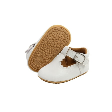 

Multitrust Infants Girl Leather Walking Anti-Slip Hollow-out Ruffle Shoes