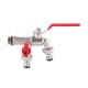 thumbnail image 1 of Btafrte Grifo Doble 1/2 Pulgada Conector Manguera Latón Grifo Válvula Jardín (Rojo), 1 of 9