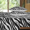thumbnail image 3 of Queen Size Bed Sheet Sets Zebra Stripe Soft Microfiber 4 Pcs Bedding for Kids Adults Bedroom Decor Black White Flat Fitted Pillowcases, 3 of 6