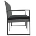 thumbnail image 2 of vidaXL 3-Seater Garden Bench with Cushions Dark Grey PP Rattan, 2 of 5