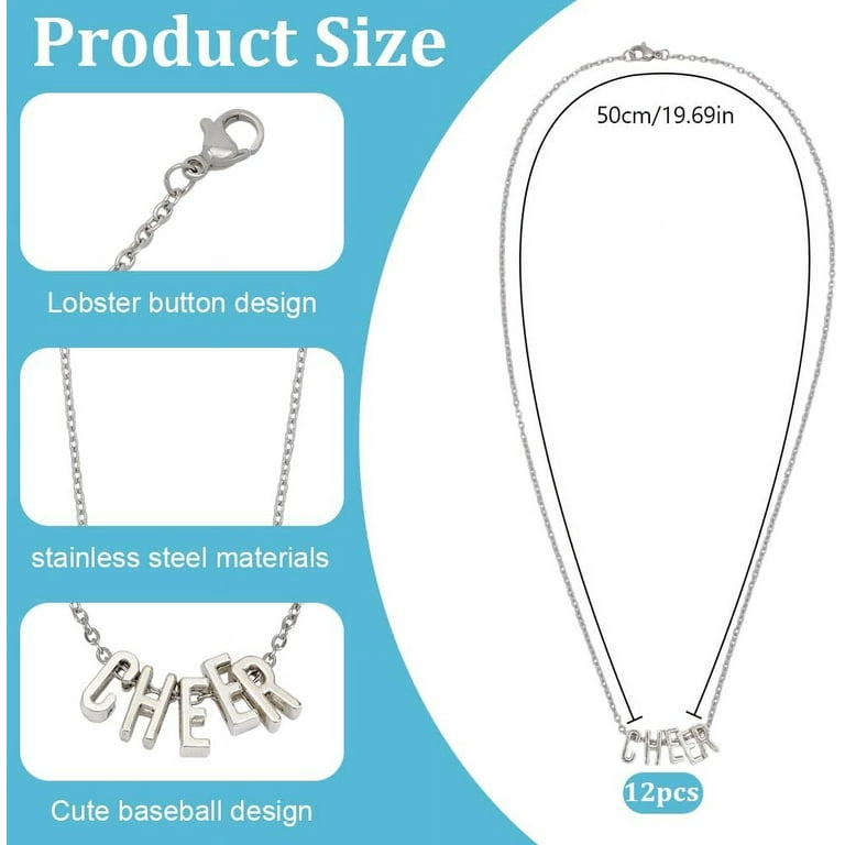 DMDMBSR Cheer Megaphone Necklace Set - Gold & Silver Stainless Steel Pendant, 18" Motivational Spirit Jewelry, 2-Piece