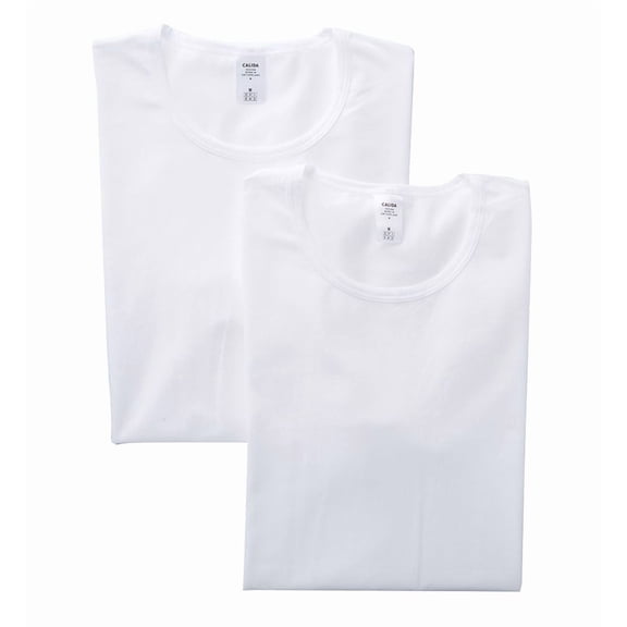 Men's Calida 14141 Natural Benefit Crew Neck T-Shirts - 2 Pack (White 2XL)