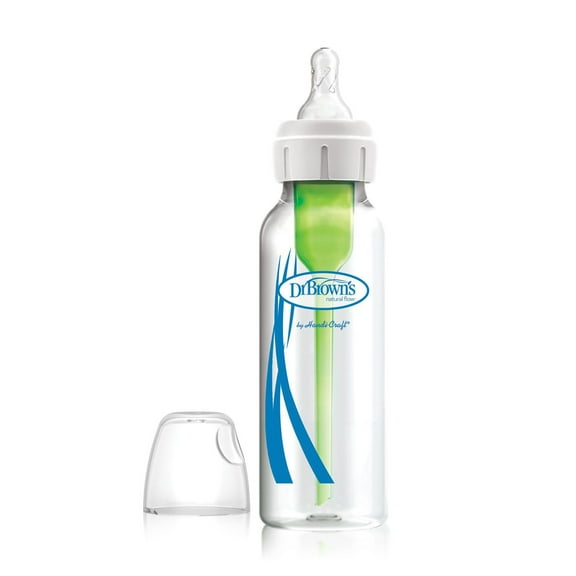 Dr. Brown's Natural Flow Anti-Colic Options+ Narrow Glass Baby Bottle mL, with Level 1 Slow Flow Nipple, 0m+