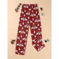 thumbnail image 6 of ELF Christmas Family Pajamas Matching Set, Long Sleeve Elk Print T-shirt with Plaid Pants Sleepwear Loungewear, 6 of 8