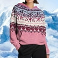 thumbnail image 4 of Womens Oversized Sweater Hoodie Western Ethnic Print Knit Pullover Loose Winter Tops Pocket Casual Boho Sweaters (M, Pink 01), 4 of 7