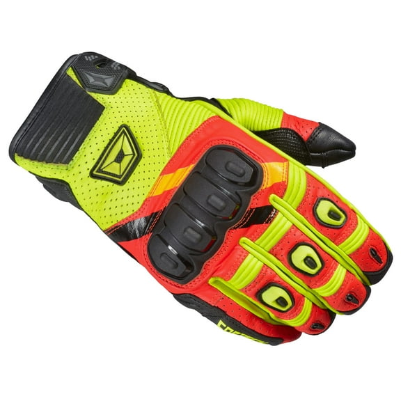 Cortech Manix ST Mens Leather Motorcycle Gloves Red/Hi-Vis XL