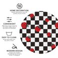 thumbnail image 3 of Zufioo Ladybugs Of Black And White Checkers Print Leather Coaster Set, Decorative PVC Coasters 4-pack - Scald and Stain-resistant, Suitable for Home, Cafes, Restaurants-Round Shape, 3 of 6