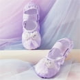 thumbnail image 2 of Xfvqtps Ballet Shoes for Girls Soft Sole Non Slip Cross Elastic Straps Lace Bow Pearl Satin Dance Shoes for Gymnastics Performance Purple, 2 of 6