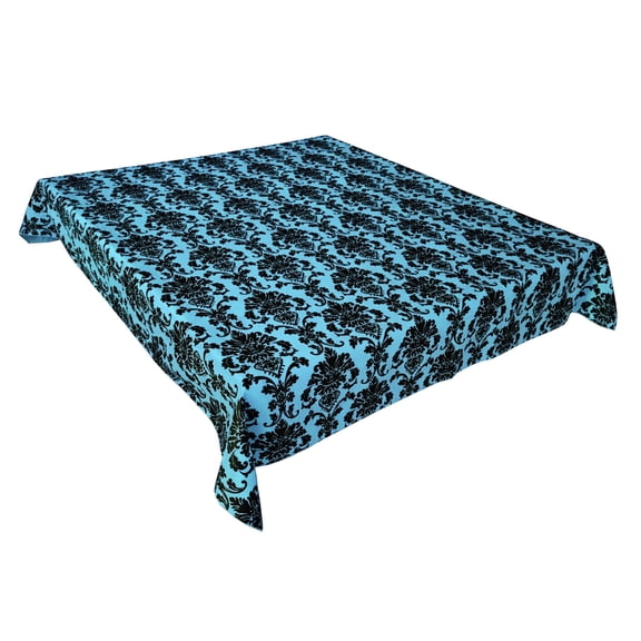 Floral Poplin Damask Durable Tablecloth Turquoise