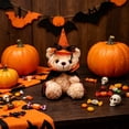 thumbnail image 4 of Halloween Teddy Bear Plush Toy, Cute Pumpkin Costume Stuffed Animal, Soft Holiday Decorative Doll, Kids Gift Accent (White), 4 of 6