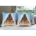 thumbnail image 6 of Ambesonne Christmas Throw Pillow Cover 4 Pack, Fir Tree Snowy Weather, 18", Blue and Mustard, 6 of 7