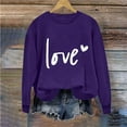 thumbnail image 4 of Penkiiy Día de San Valentín Sweatshirt para mujeres Cute Love Heart Shirts Casual de manga larga Camiseta de San Valentín Ropa Tops S Morado, 4 of 4