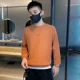 thumbnail image 4 of Ropa para hombre Sudadera azul superior para hombre Suéter liso con capucha tipo gofre Sin capucha Empalmado de una pieza Sudadera holgada de invierno, 4 of 5