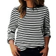 thumbnail image 2 of Tittly T Shirts for Women Graphic Tees Women's Casual Striped Long Sleeve Tops Crew Neck Knit Ribbed Basic T Shirts Womens Long Sleeve Tops Tshirts Shirts Black L, 2 of 6