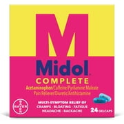 Midol Complete, Menstrual Period Symptoms Relief, Gelcaps, 24 Count (Pack of 6)